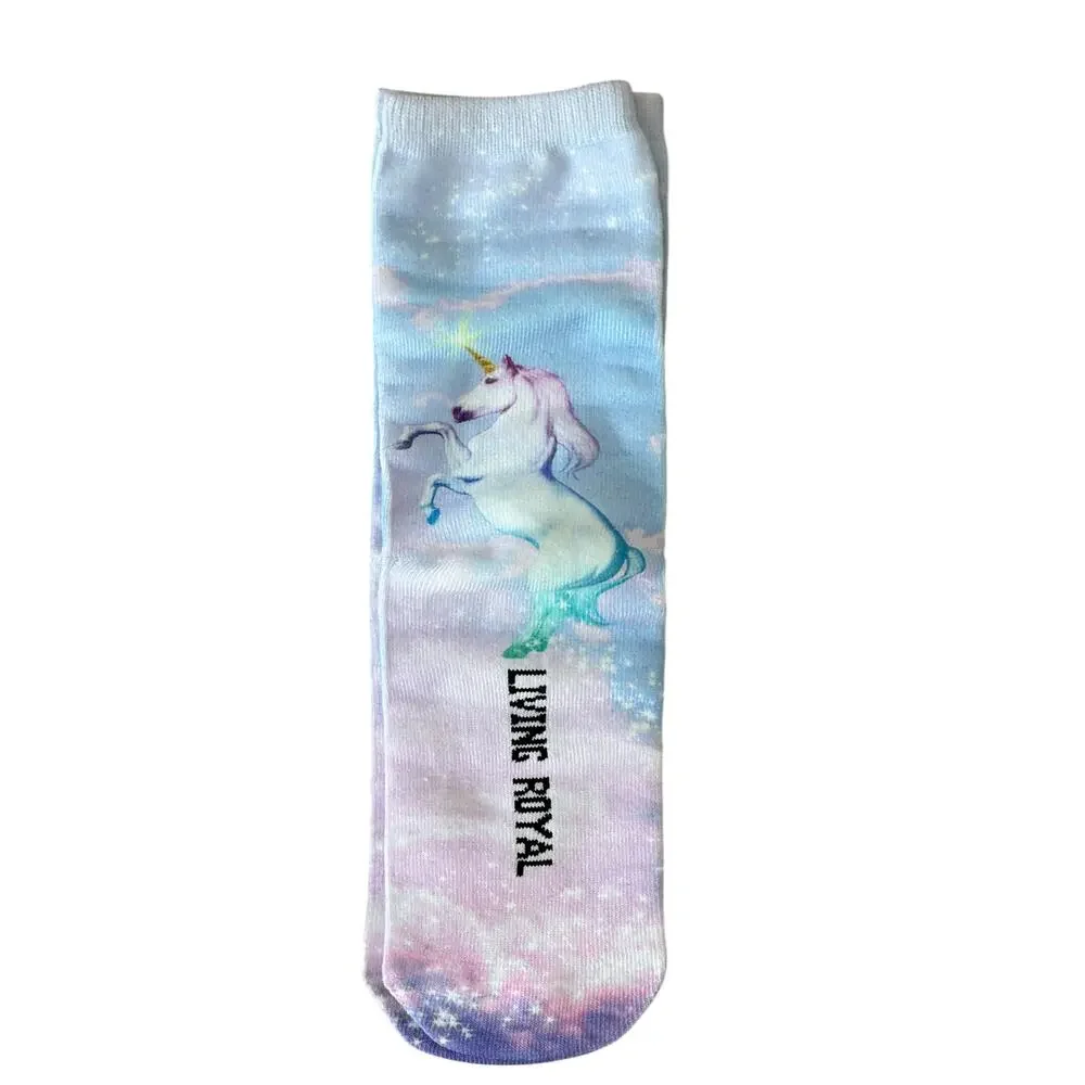 Living Royal Purple, Blue, Pink Unicorn Socks One Size NEW